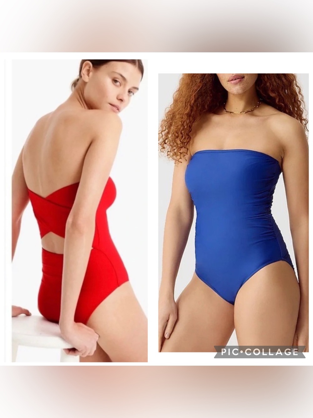 J. Crew Jcrew Strapless BLUE One Piece Swimsuit Swim No Strap EUC Cross Back